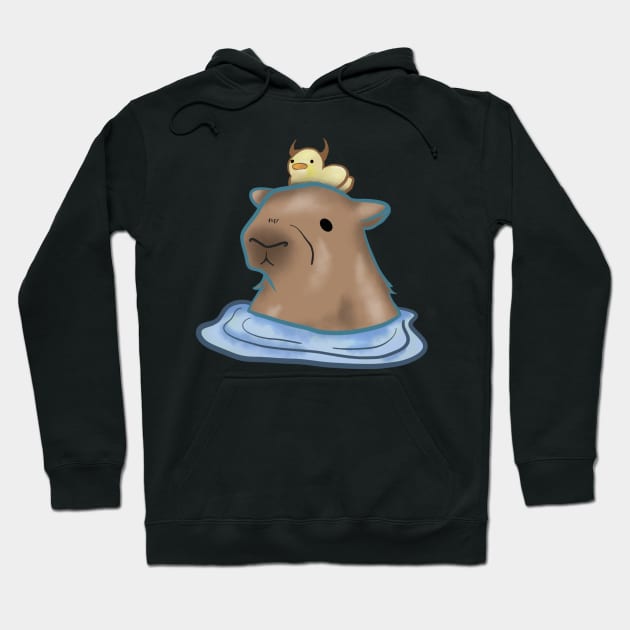 capybara taking a bath with duck Hoodie by mizaarte